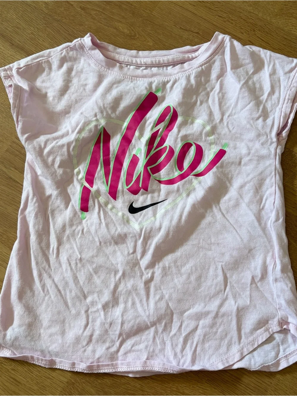 Nike Pink Girls' Short Sleeve Tee with Fuchsia Script
